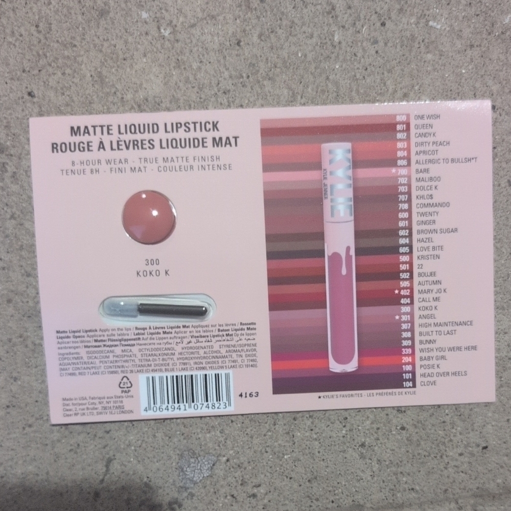 Kylie Cosmetics Matte Liquid Lipstick Sample Cards X2